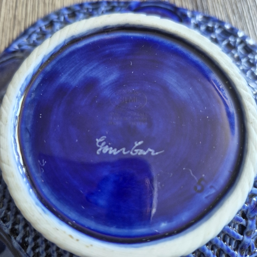 Vintage Europa Signed SIM Porcelain Hand Painted  Reticulated Dish 6" x 6" - Picture 6 of 9